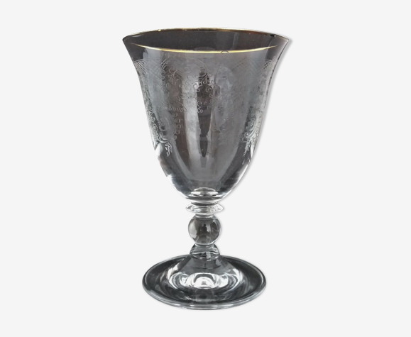 Verre à eau en cristallin gravé bordure or