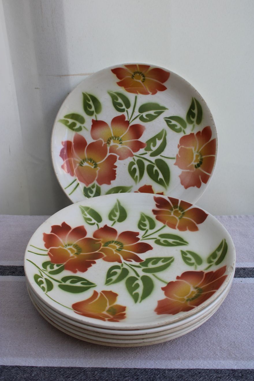 Lot de 6 assiettes plates en céramique