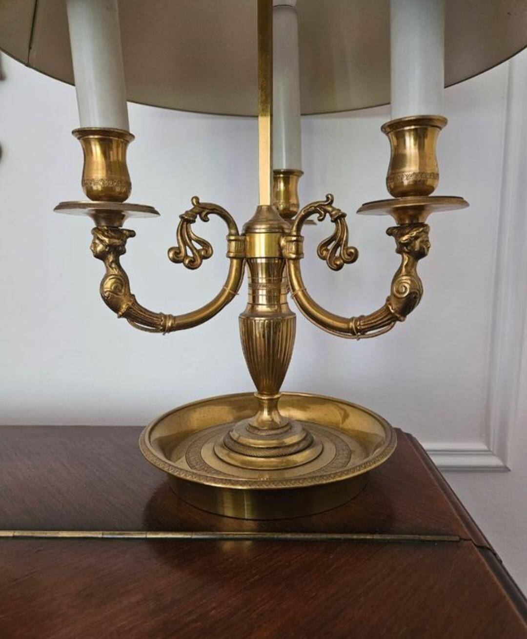 Exceptional empire style boiler lamp, swan, lucien gau - in excellent condition