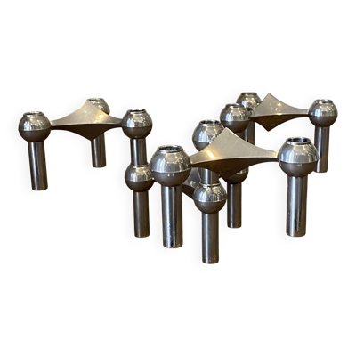 Lot de 4 bougeoirs s22 modulables nagel vintage 1970