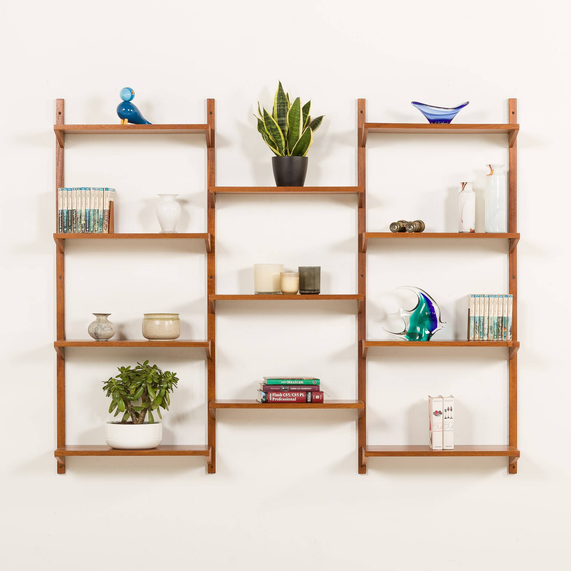 Preben Sorensen, PS System shelving unit on wooden brackets, 1960s
