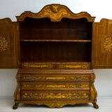 20th Century Dutch Trumeau Walnut with Maple Wood Inlays, Netherlands, 1950