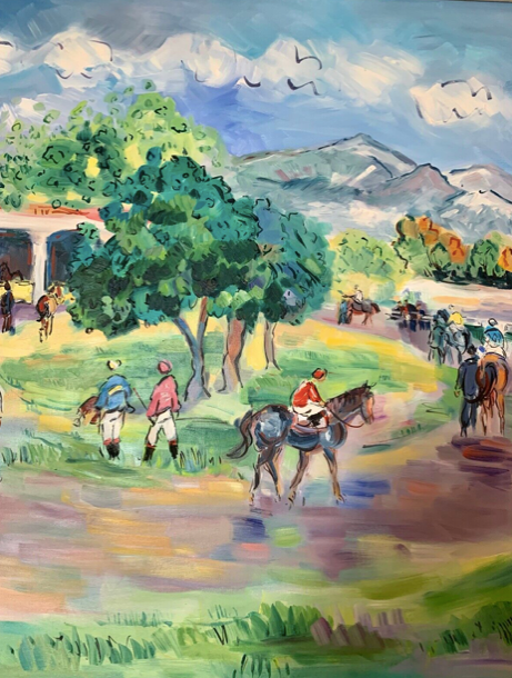 Oil on canvas "The Hippodrome" signed Catherine Garros