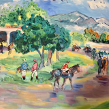 Oil on canvas "The Hippodrome" signed Catherine Garros