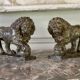 Pair of Medici lions in alabaster, Italy 19th century