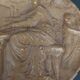 Médaillon tondo en plâtre patiné femme et putti Fin XIXème