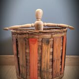 Wooden rattan basket