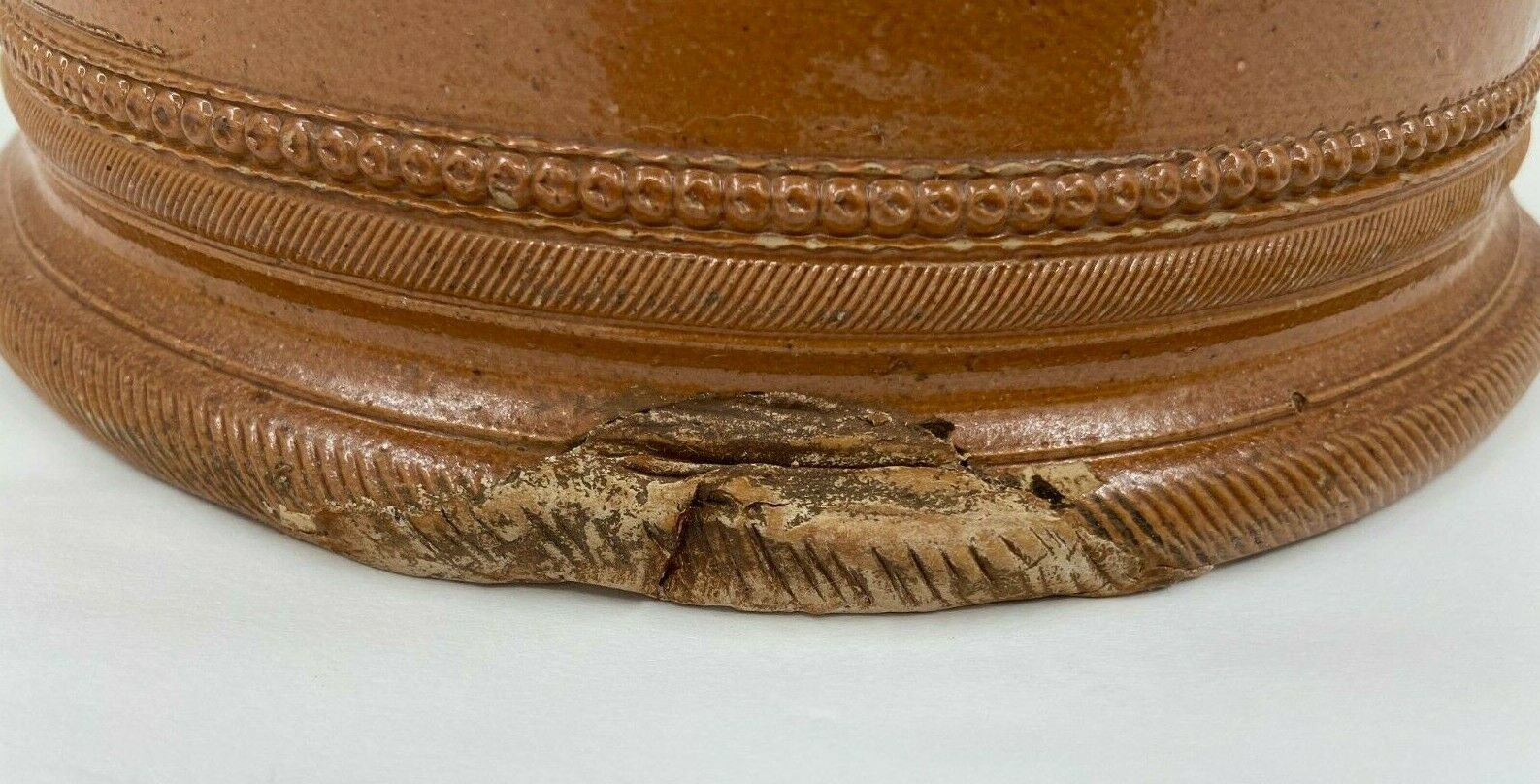 Terracotta tabac pot vernissee XlXeme gb 2 grès de beauvaisis