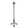 Brutalist floor candle holder in hammered gold steel, Belgium circa 1960.