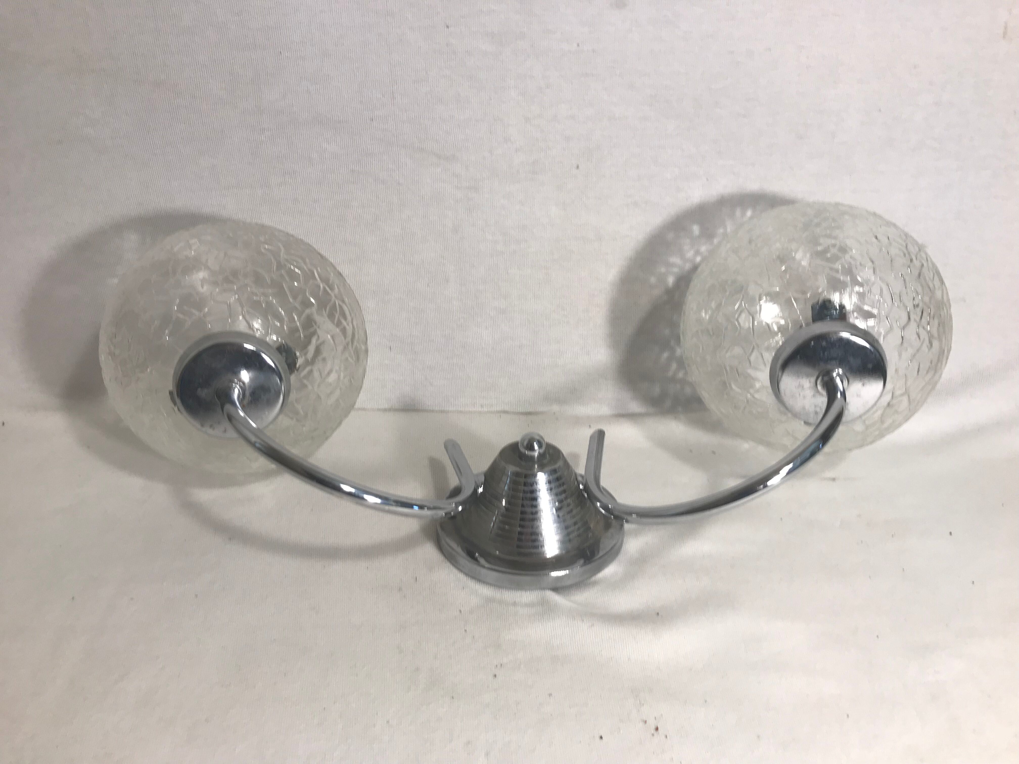 Apply double ball glass chrome metal stand 70s vintage