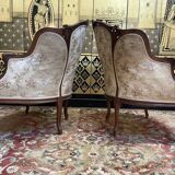 Paire de fauteuils bergères rocailles Louis XV