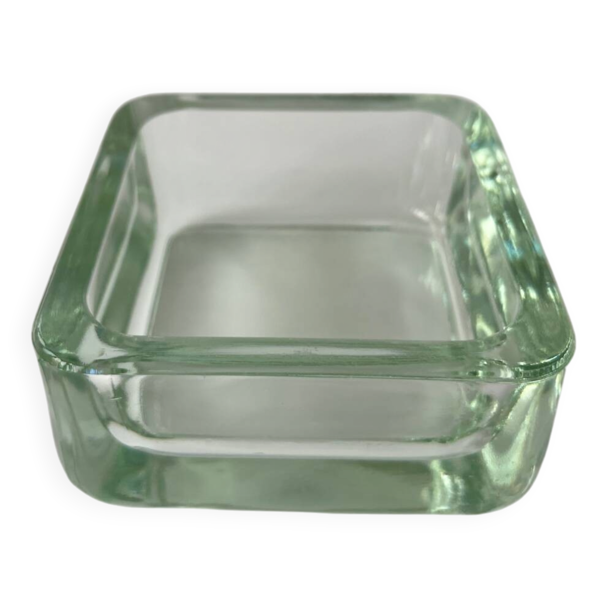 Solid square ashtray made of thick glass
