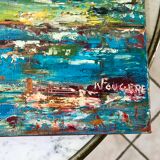 Oil painting on canvas landscape colorful seaside vintage