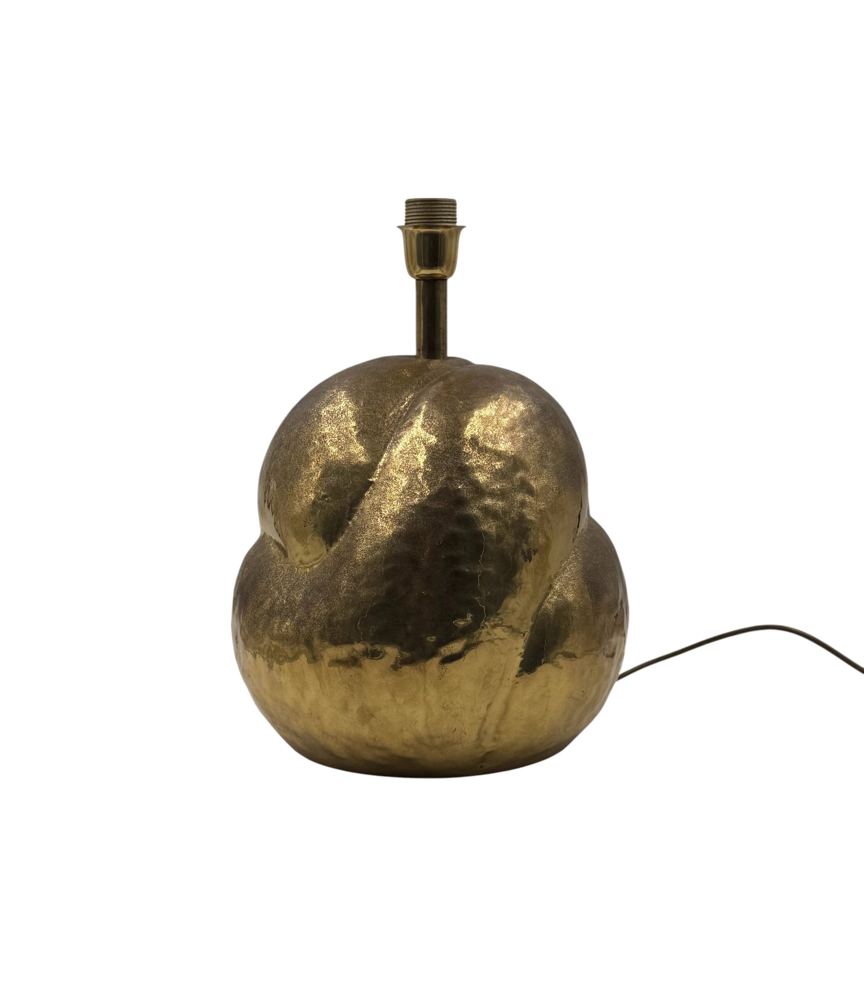 Organic modern brass table Lamp, Tommaso Barbi Italy 1970