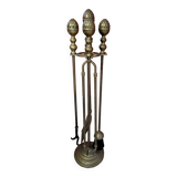 Brass fire kit with pine cones