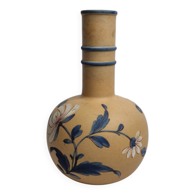 Vase boule en faïence fine à décor floral, Manufacture Burée Paris fin XIXe