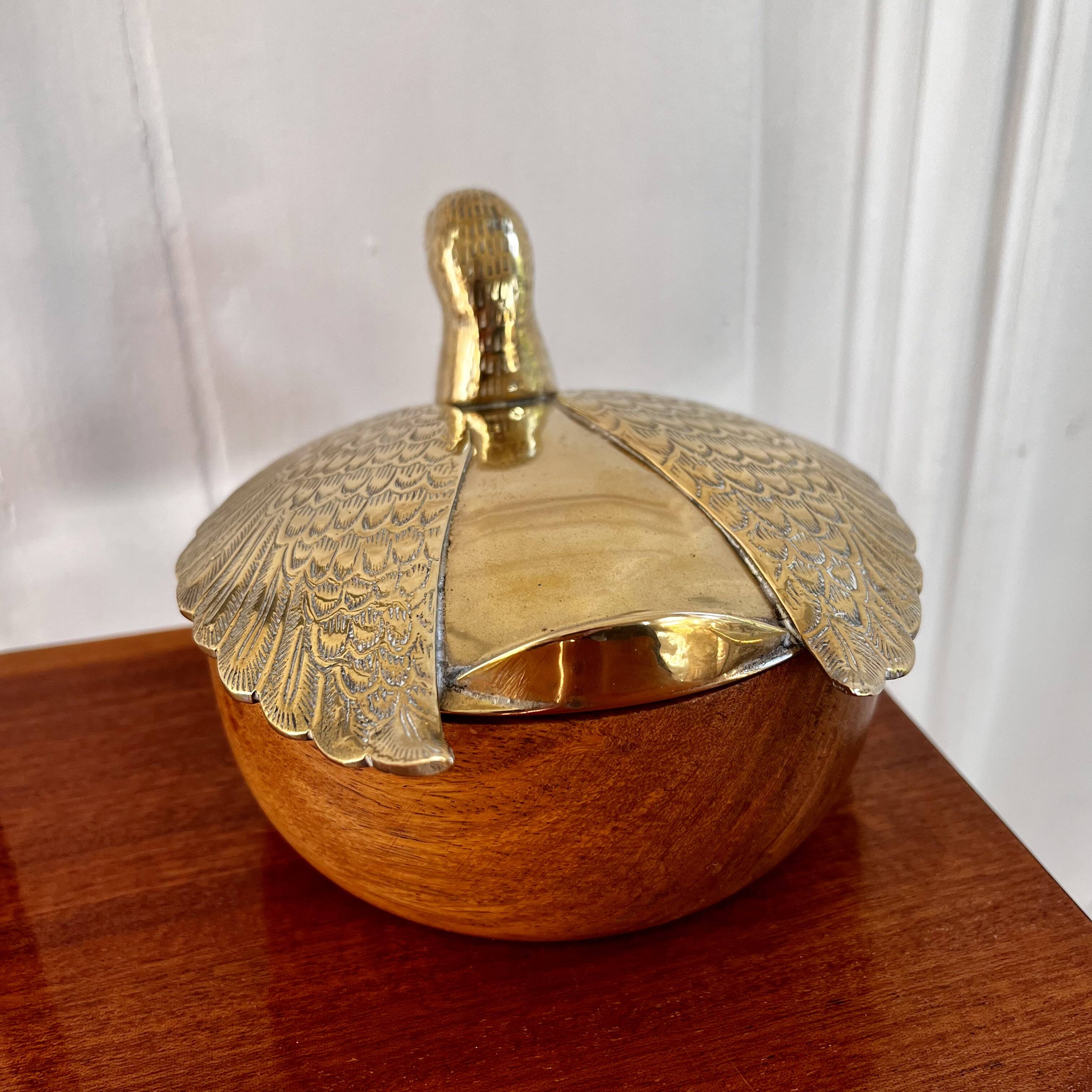 Brass duck wooden box