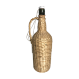 Bonbonne ancienne rotin osier tressé + anse bouteille vintage