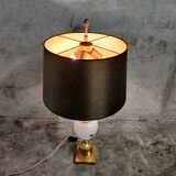 Lampe de table en laiton et opaline en forme de feuille d'ananas, années 1960