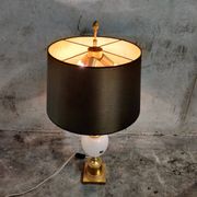 Brass And Opaline Pineapple Leaf Table Lamp 1960s