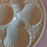 Assiette à huîtres en faïence blanche de Longchamp