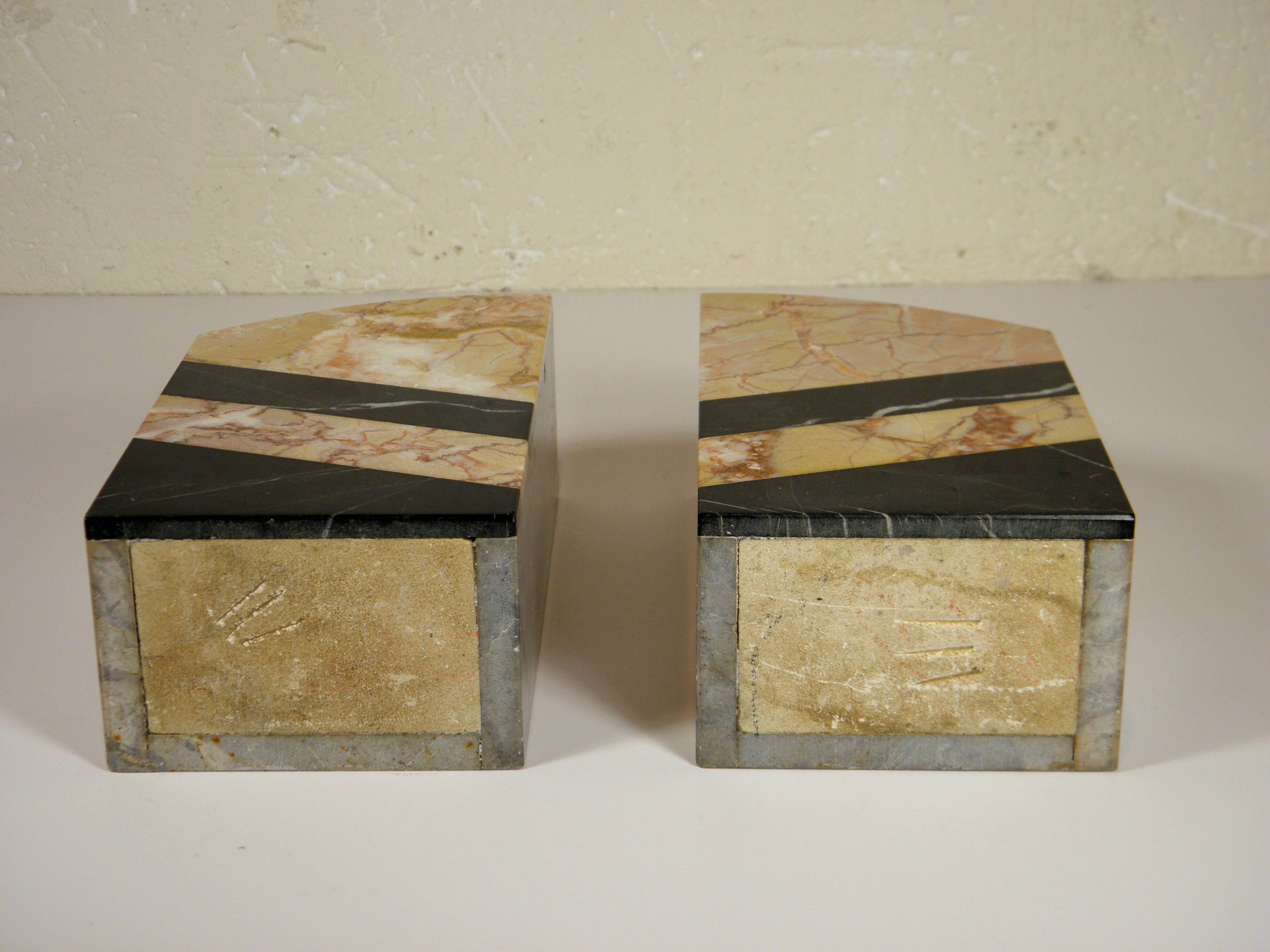 Pair of art deco marble bookends