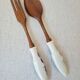 Set of 2 wooden and Japanese porcelain cutlery - Vintage
