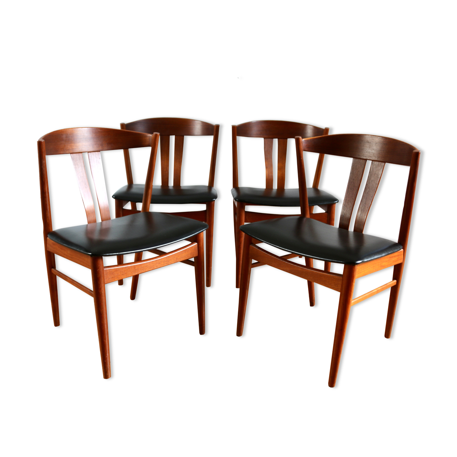 Series of 4 vintage Scandinavian teak chairs, 1960