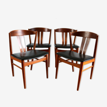 Série de 4 chaises scandinaves vintage en teck, 1960