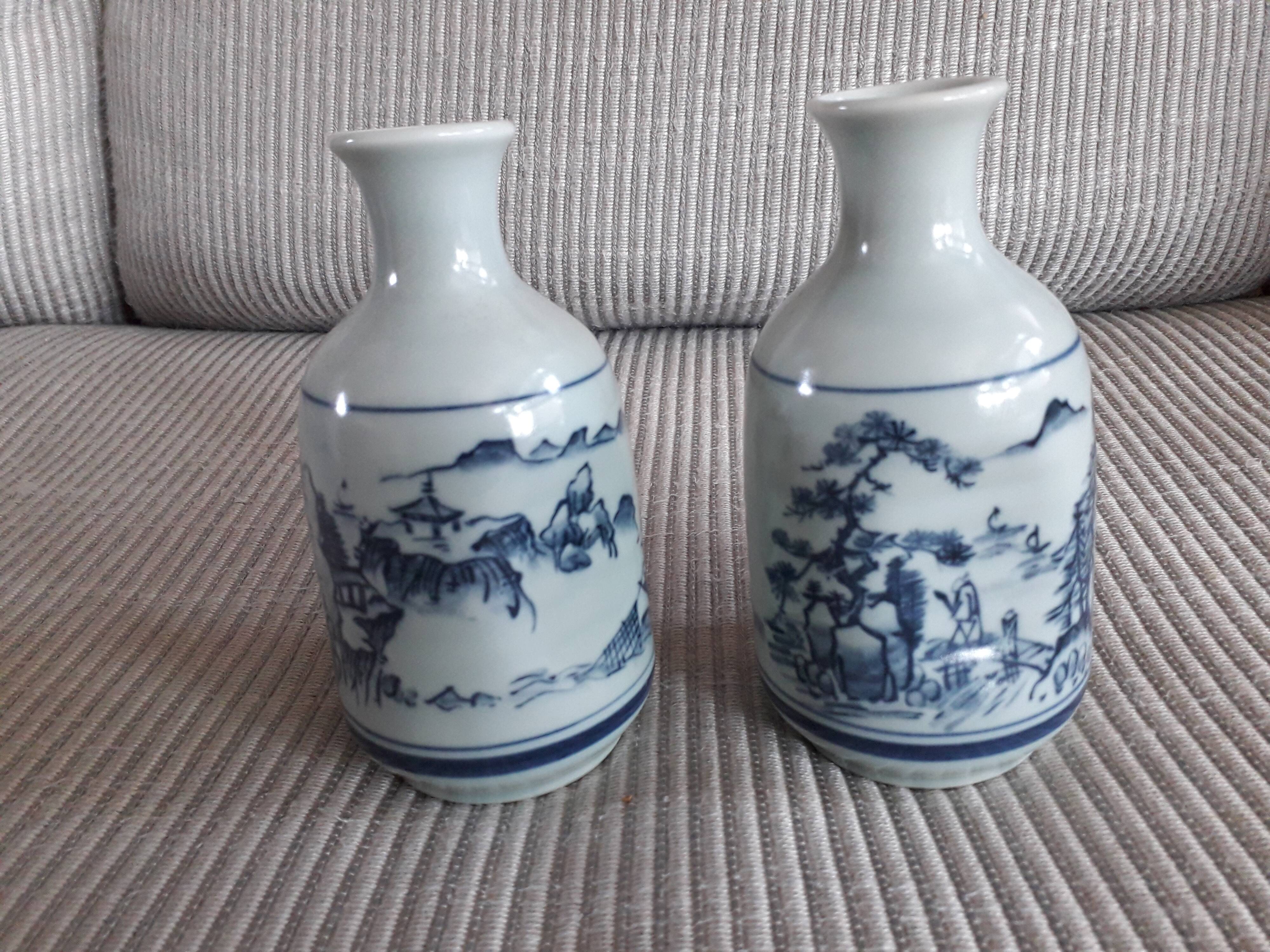 A pair of vintage Chinese ceramic vases, signed