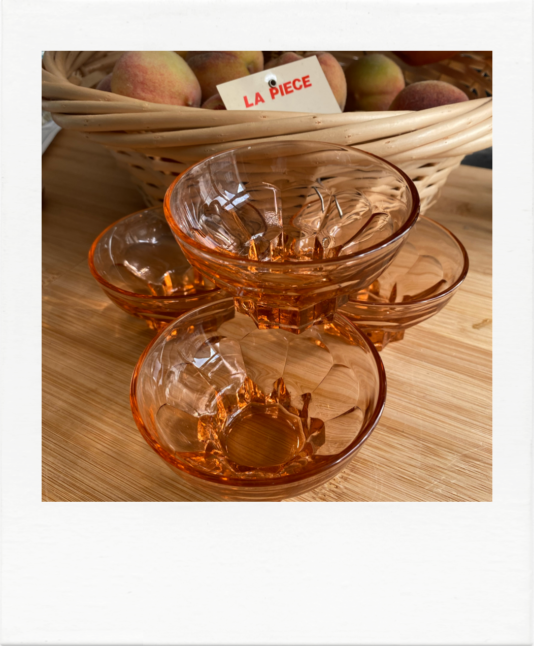 4 Glasses / Cups in translucent pink glass