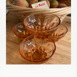 4 Glasses / Cups in translucent pink glass