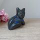 Mexican vintage black clay pottery cat sculpture figurine