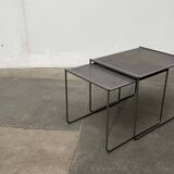 Postmodern perforated metal nesting side tables from Ikea, 1980s, set of 2.