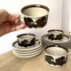Service of 4 RUIJA Arabia Finland tea cups 70s, vintage ceramic cups