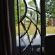 Deux vitraux en verre biseauté et laiton