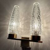 Vintage Glass & Brass Wall Light