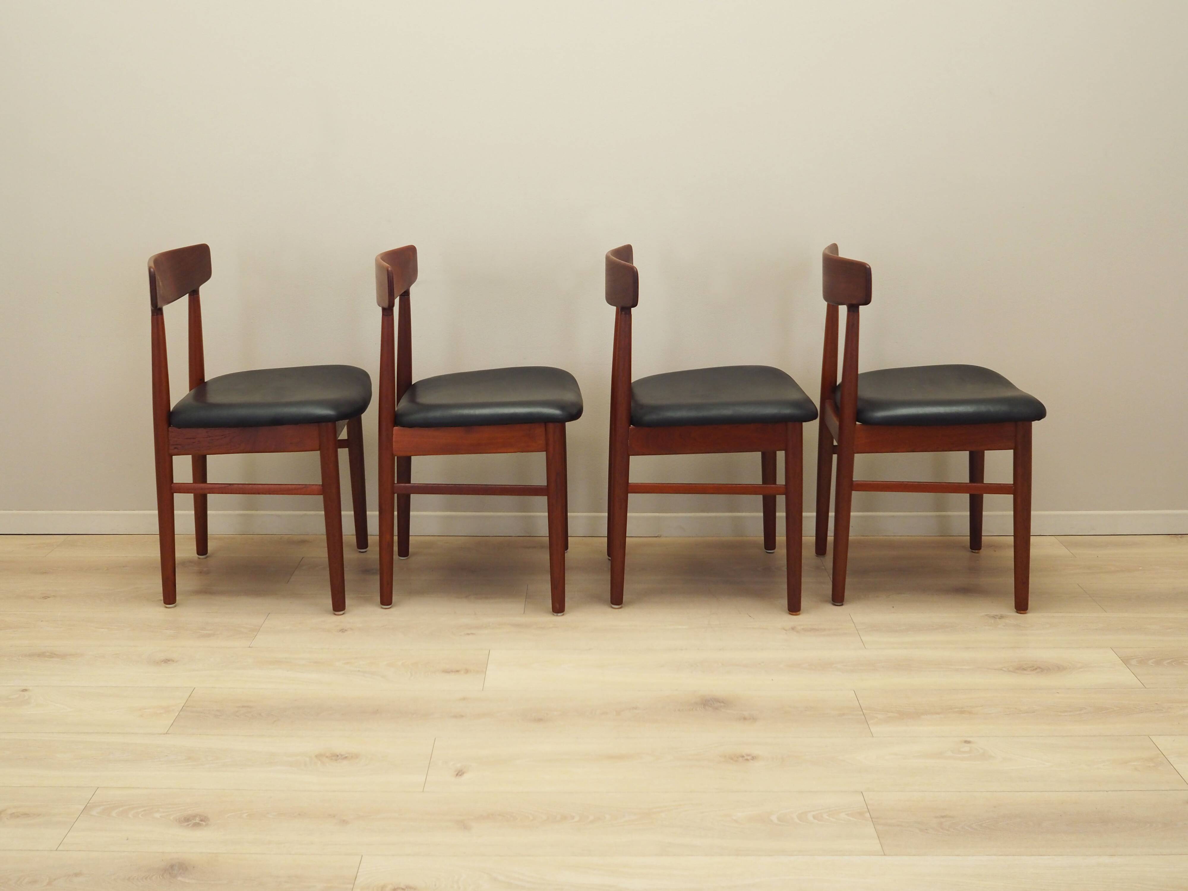 Set of four teak chairs, Danish design, 1960s, manufacture: Bruno Hansen, d