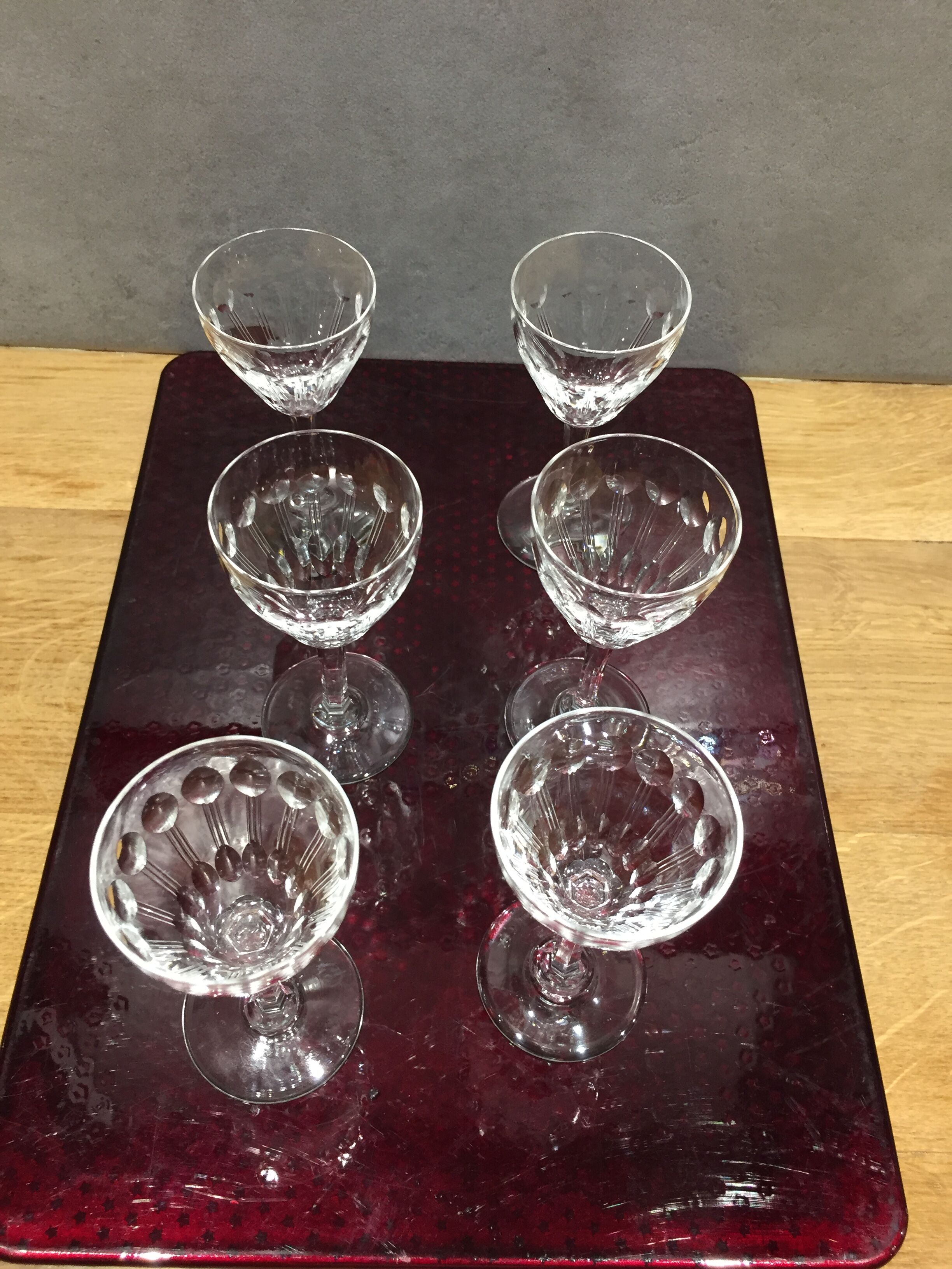 Série de 6 verres à digestif anciens et gravés