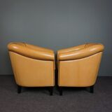 Set of 2 club chairs in blond sheepskin