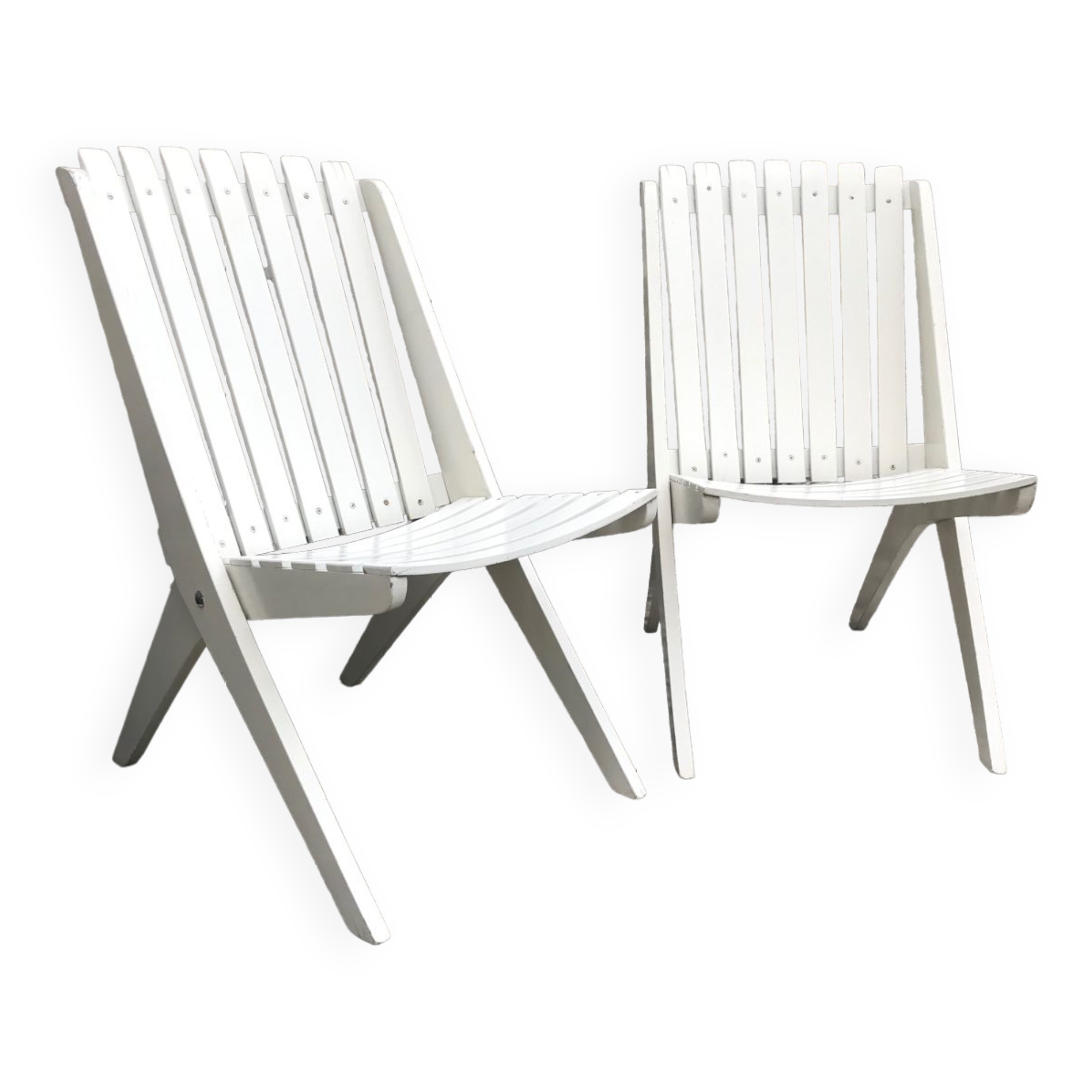 Pair of vintage folding “scissor” armchairs 1950