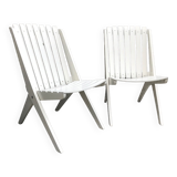 Pair of vintage folding “scissor” armchairs 1950