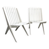 Pair of vintage folding “scissor” armchairs 1950
