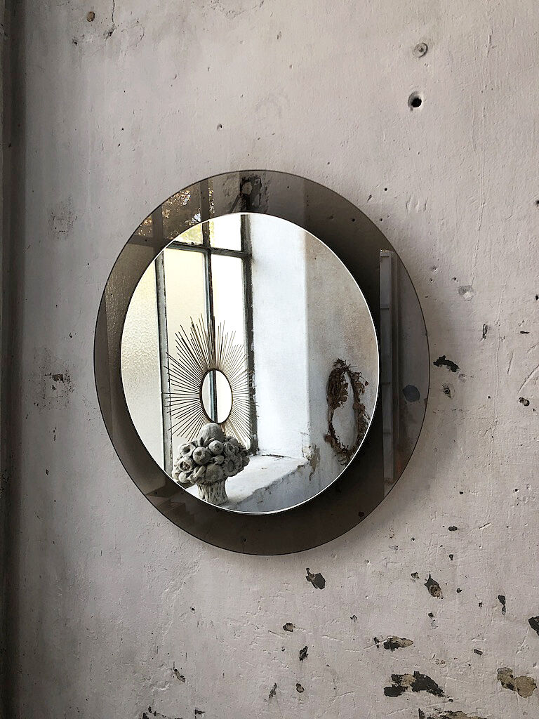 Smoked round design mirror Veca Italy