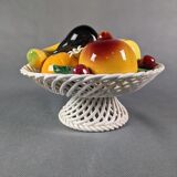 Fruit basket vintage braided ceramic slurry