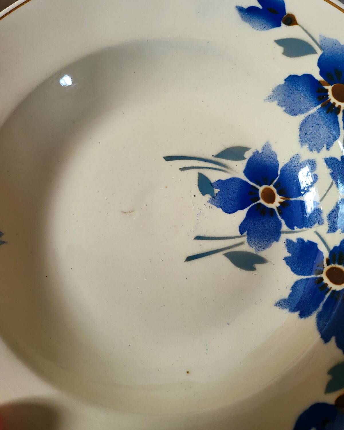 Hamage & Moulin des Loups Earthenware Deep Plate, Blue Flowers