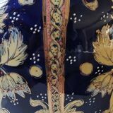 Handcrafted Chinese vase shaped ball in enamelled ceramic. Floral motifs/Ribboned friezes