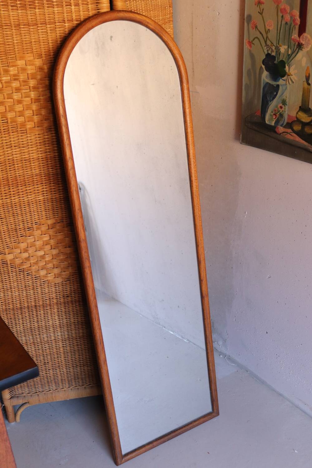 Large vintage wooden wall mirror