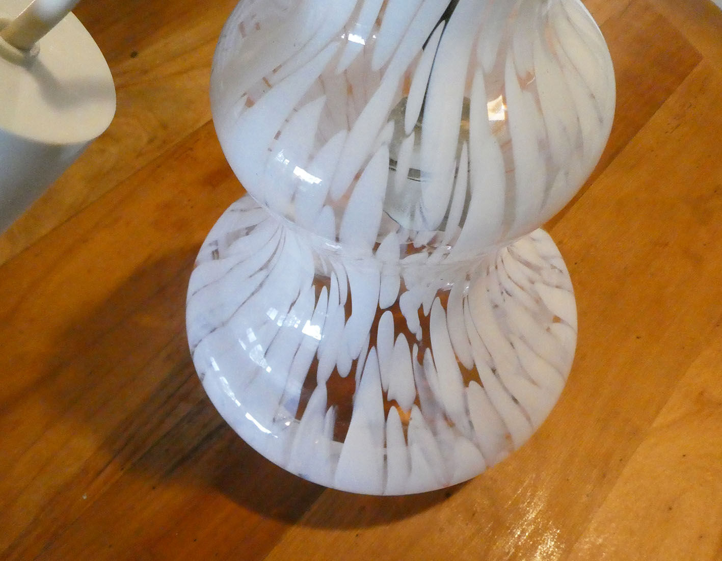 Bell shaped vintage suspension speckled glass
