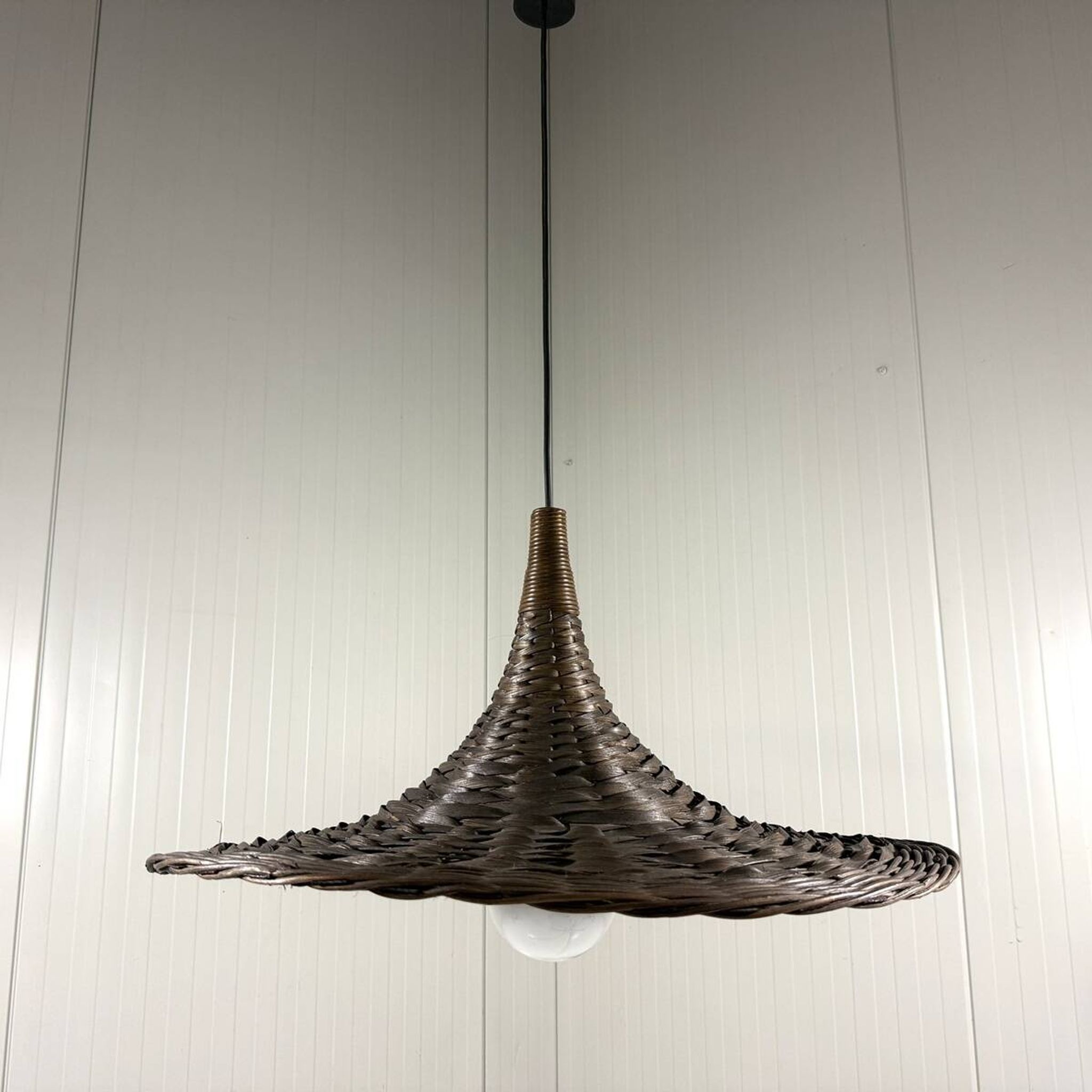 XXL rattan wicker hanging lamp 1960’s